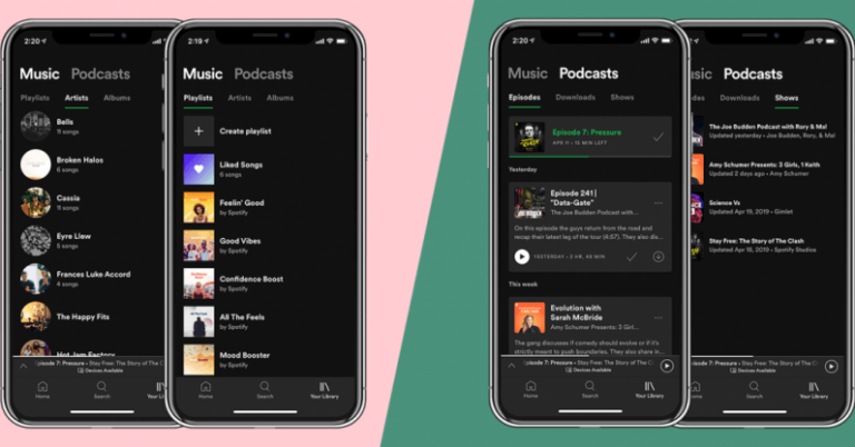 Spotify Adds New Look Tabs For Music & Podcasts In Re-Design
